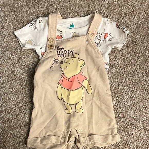 Disney baby Pooh Bear Beige Overalls for Kids - Picture 1 of 3